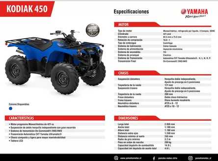 Catálogo Yamaha en Quellón | KODIAK 450 | 2026-07-13T00:00:00.000Z - 2027-07-31T00:00:00.000Z