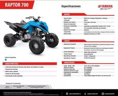 Catálogo Yamaha en Talca (Maule) | RAPTOR 700 | 2026-09-15T00:00:00.000Z - 2026-09-29T00:00:00.000Z