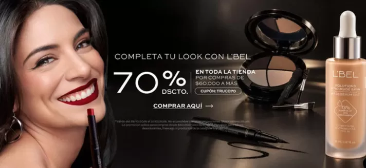 Catálogo L'Bel | 70% Off | 2026-10-30T00:00:00.000Z - 2026-10-31T00:00:00.000Z