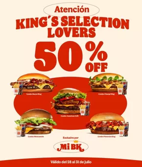 Catálogo Burger King en Valparaíso | Disfruta de tu King’s Selection a mitad de precio!  | 2025-07-30T00:00:00.000Z - 2025-07-31T00:00:00.000Z