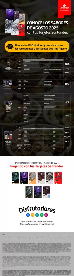 Catálogo Santander | CONOCE LOS SABORESDE AGOSTO 2025con tus Tarjetas Santander. | 2025-08-19T00:00:00.000Z - 2025-08-31T00:00:00.000Z