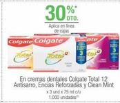 En cremas dentales Colgate Total 12 Antisarro, Encías Reforzadas y Clean Mint x 3 und x 75 ml c/u