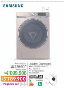 Samsung Lavadora Champagne • Ref. WF22R6270AC/CO • 22 kg / 48 lb