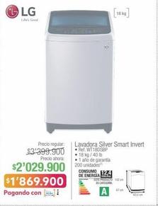 LG Lavadora Silver Smart Invert • Ref. WT18DSBP • 18 kg / 40 lb