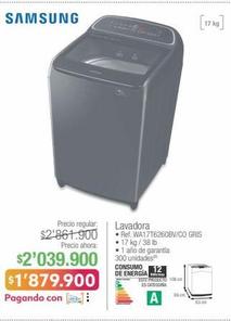 Samsung Lavadora • Ref. WA17T6260BV/CO GRIS • 17 kg / 38 lb
