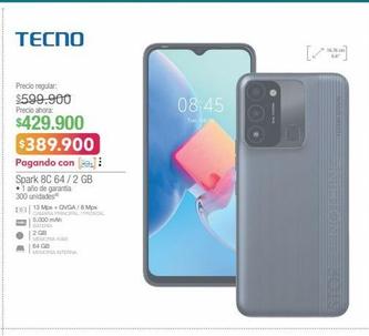 TECNO Spark 8C 64 / 2 GB • 1 año de garantía