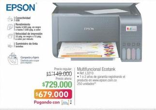 Epson Multifuncional Ecotank • Ref. L3210