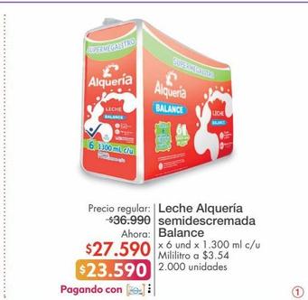 Leche semidescremada Alquería x 6un x 1300ml