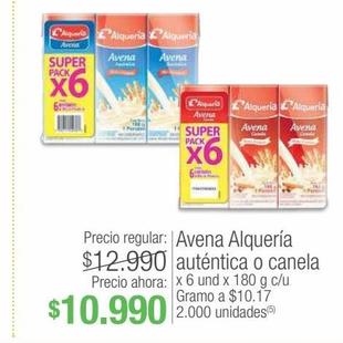 Avena Alquería auténtica o canela x 6 und x 180 g c/u