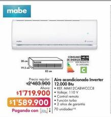 MABE Aire acondicionado Inverter 12.000 Btu • REF. MMI12CABWCCC8