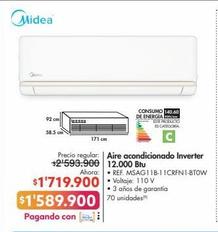 MIDEA Aire acondicionado Inverter 12.000 Btu • REF. MSAG11B-11CRFN1-BT0W