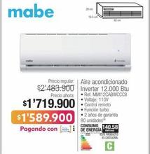 Mabe Aire acondicionado Inverter 12.000 Btu • Ref. MMI12CABWCCC8