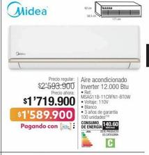 Midea Aire acondicionado Inverter 12.000 Btu • Ref. MSAG11B-11CRFN1-BT0W