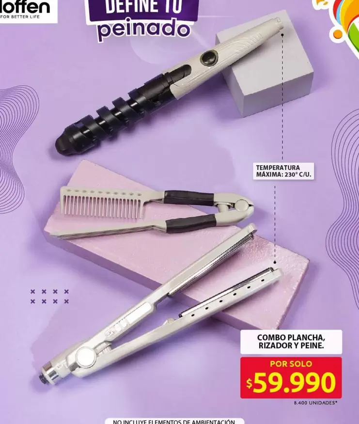 COMBO PLANCHA, RIZADOR Y PEINE