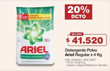 Ariel - Detergente Polvo Regular x 4 Kg