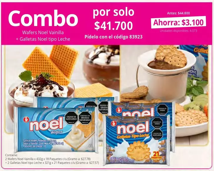 Noel - Wafers Vainila + Galletas tipo Leche