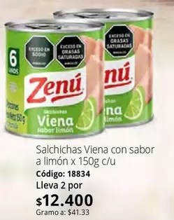 Zenú - Salchichas Viena con sabor a limón x 150g c/u