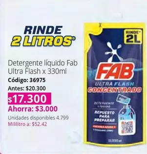 Fab - Detergente líquido Ultra Flash x 330ml