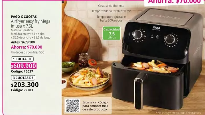 Imusa - Airfryer easy fry Mega