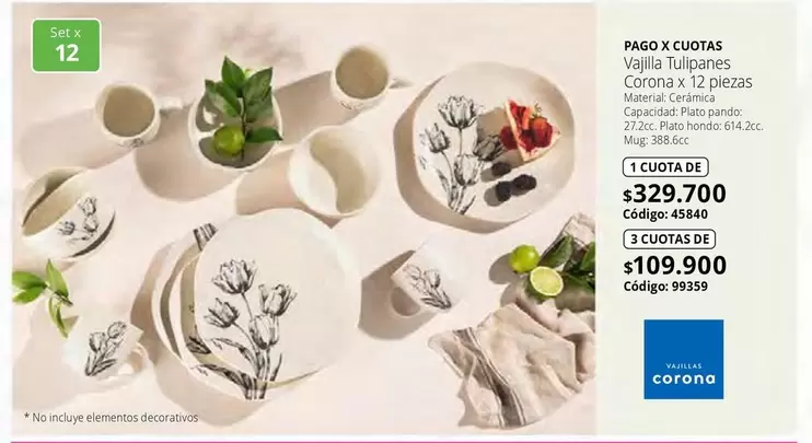 Corona - Vajilla Tulipanes