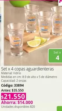 Set x 4 copas aguardienteras