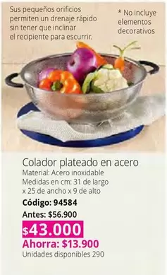 no - Colador plateado en acero