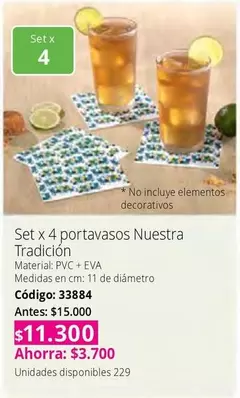 no - Set x 4 portavasos Nuestra Tradición