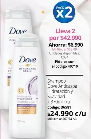 Dove - Anticaspa Hidratación y Suavidad