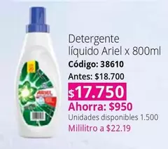 Ariel - Detergente líquido x 800ml