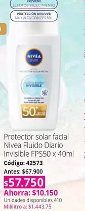 Nivea - Fluido Diario Invisible FPS50 x 40ml