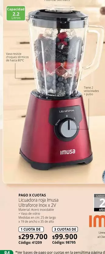 Imusa - Licuadora roja