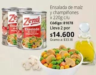 Zenú - Ensalada de maíz y champiñones