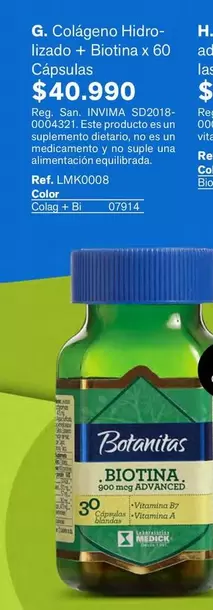 Colágeno Hidrolizado + Biotina x 60 Cápsulas