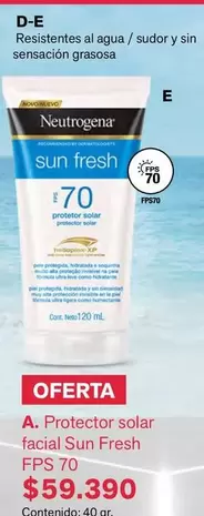 Neutrogena - Protector solar facial Sun Fresh FPS 70