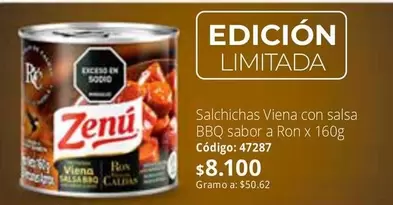 Zenú - Salchichas Viena con salsa BBQ sabor a Ron x 160g