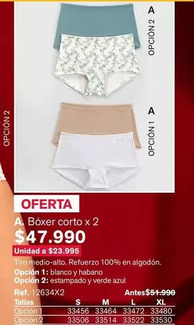 Bóxer corto x 2