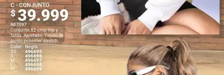 XS - Conjunto X2 crop top y falda