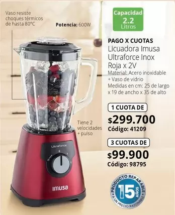 Imusa - Ultraforce Inox Roja x 2V