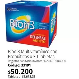 Bion3 - Multivitamínico con Probióticos x 30 Tabletas