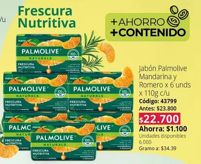 Palmolive - Jabon Mandarina y Romero x 6 unds