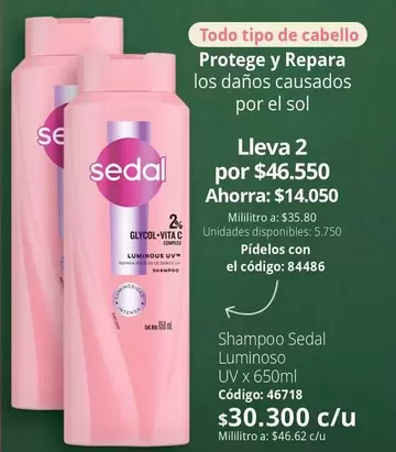 Sedal - Shampoo Luminoso UV
