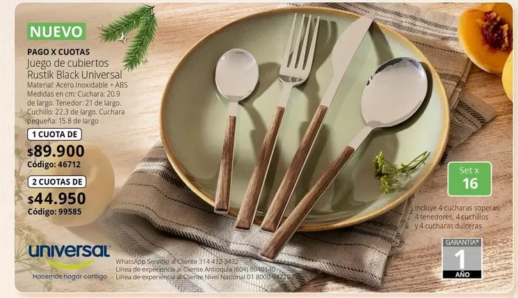 Universal - Juego de cubiertos Rustik Black