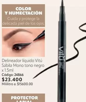 Vitú - Delineador líquido Sábila Mono tono negro