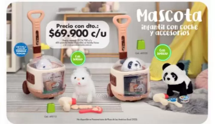 Mascota infantil con coche y accesorios