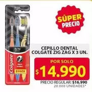 Colgate - CEPILLO DENTAL ZIG ZAG X 3 UN.
