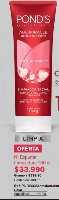 Pond's - H. Espuma Limpiadora 100 gr