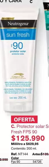Neutrogena - Protector solar S Fresh FPS 90