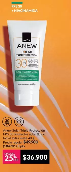 Anew - Solar Triple Protección FPS 30 Protector solar fluido facial extra mate 40 g