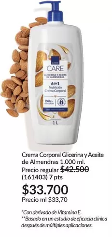 Avon - Crema Corporal Glicerina y Aceite de Almendras 1.000 ml
