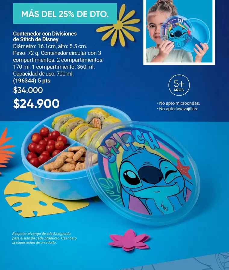 Disney - Contenedor con Divisiones de Stitch